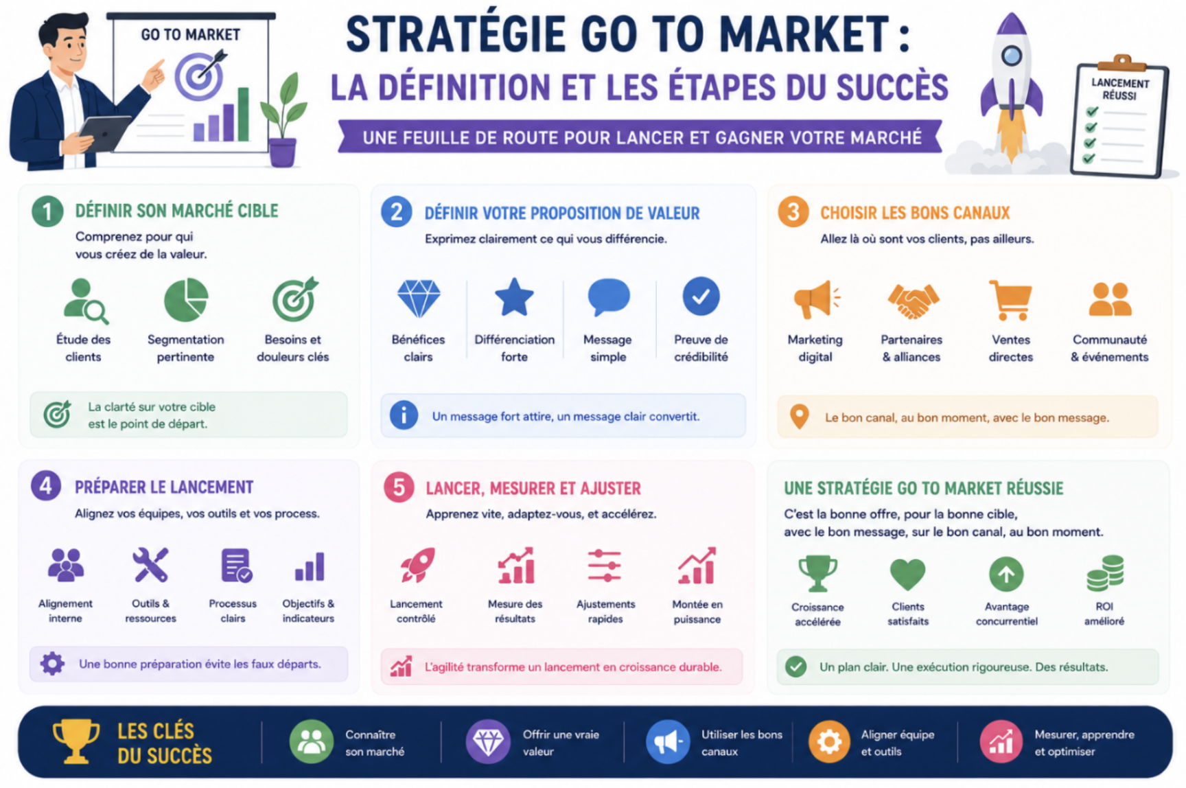 Infographie : les étapes d'une stratégie go to market réussie