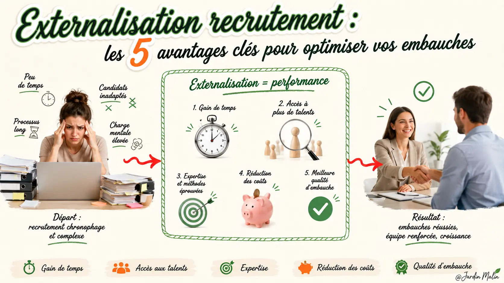 Externalisation recrutement : les 5 avantages clés pour optimiser vos embauches — infographie