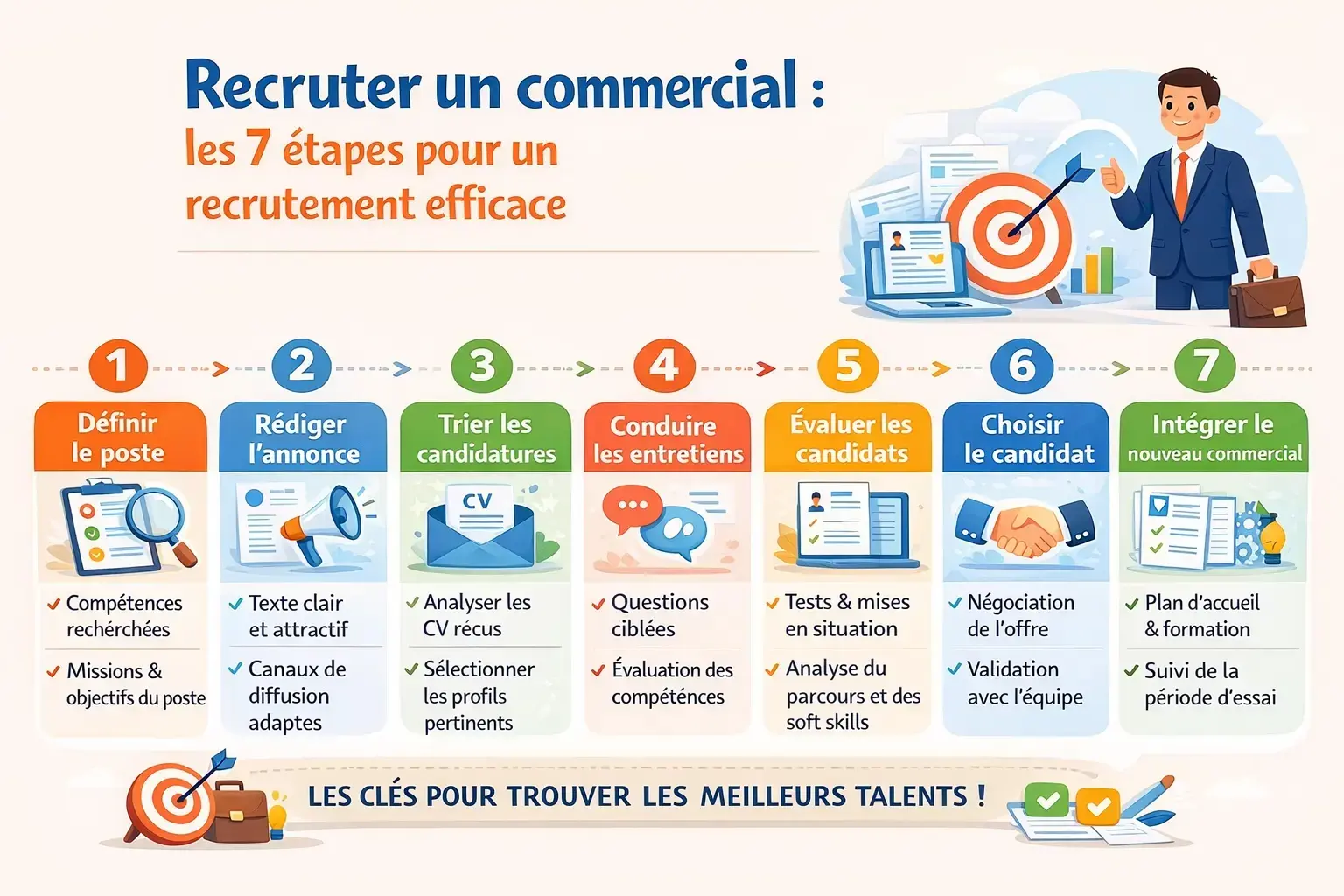 Recruter un commercial : les 7 étapes pour un recrutement efficace