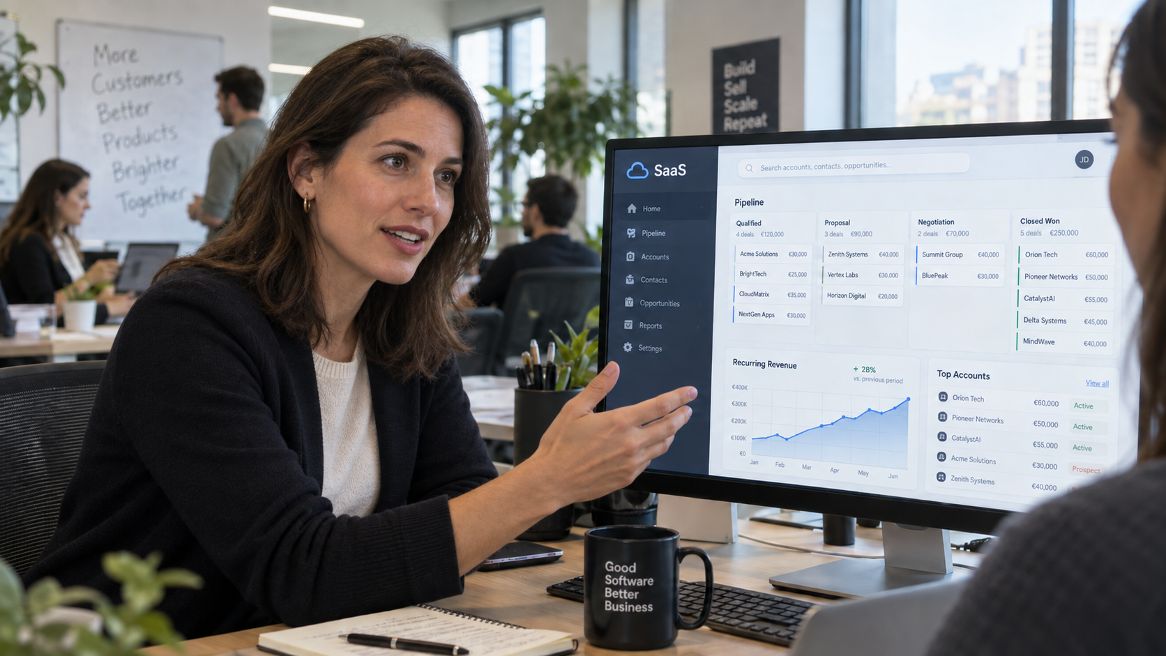 Sales leader SaaS pilotant son pipeline et son chiffre d'affaires récurrent